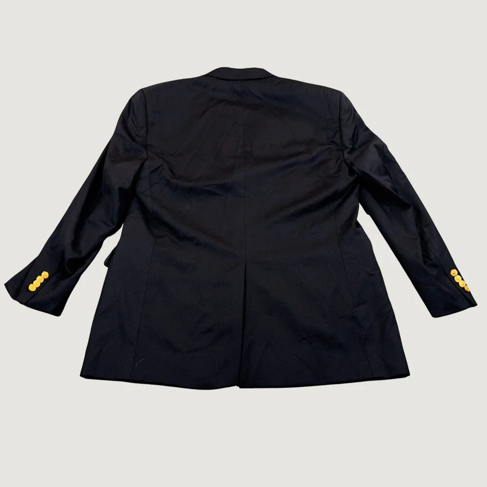 Brooks Brothers 346 Mens Navy Wool 3 Button Blazer Gold Buttons 48L